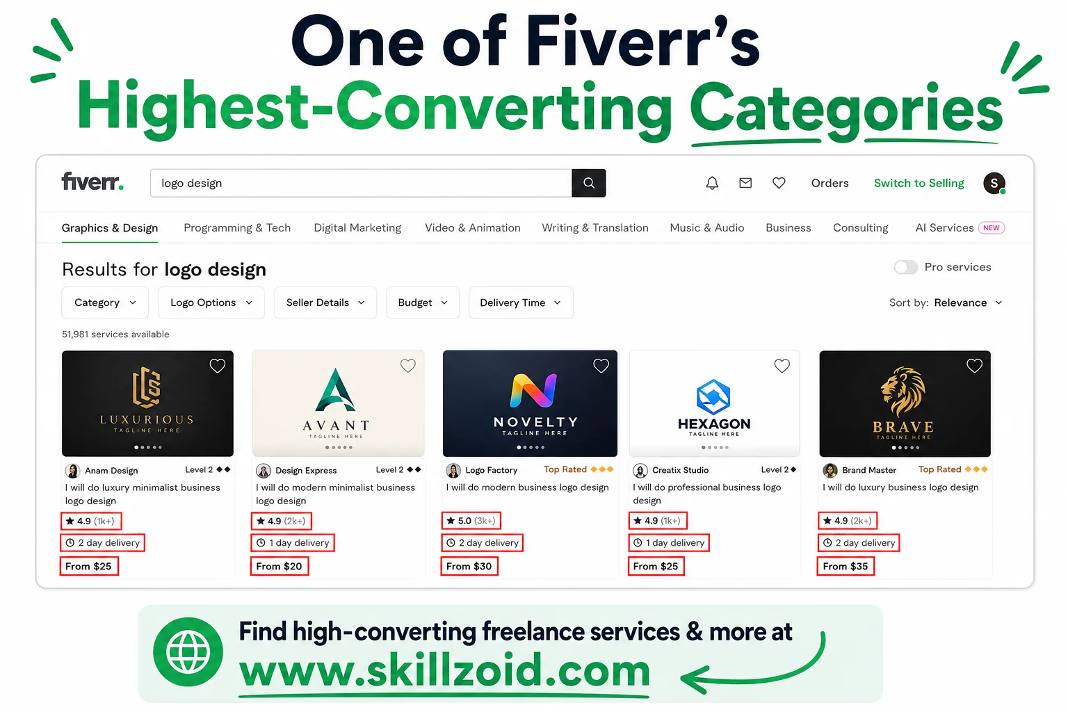 Fiverr Logo Design Search Results