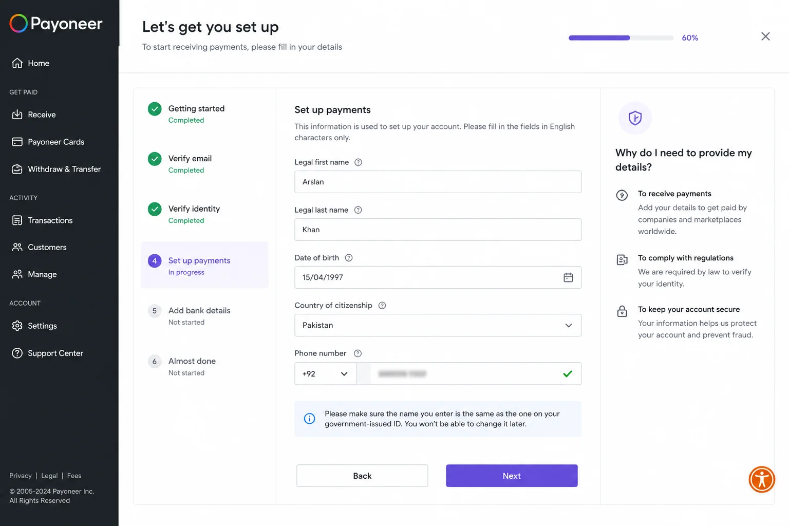Payment Method Setup