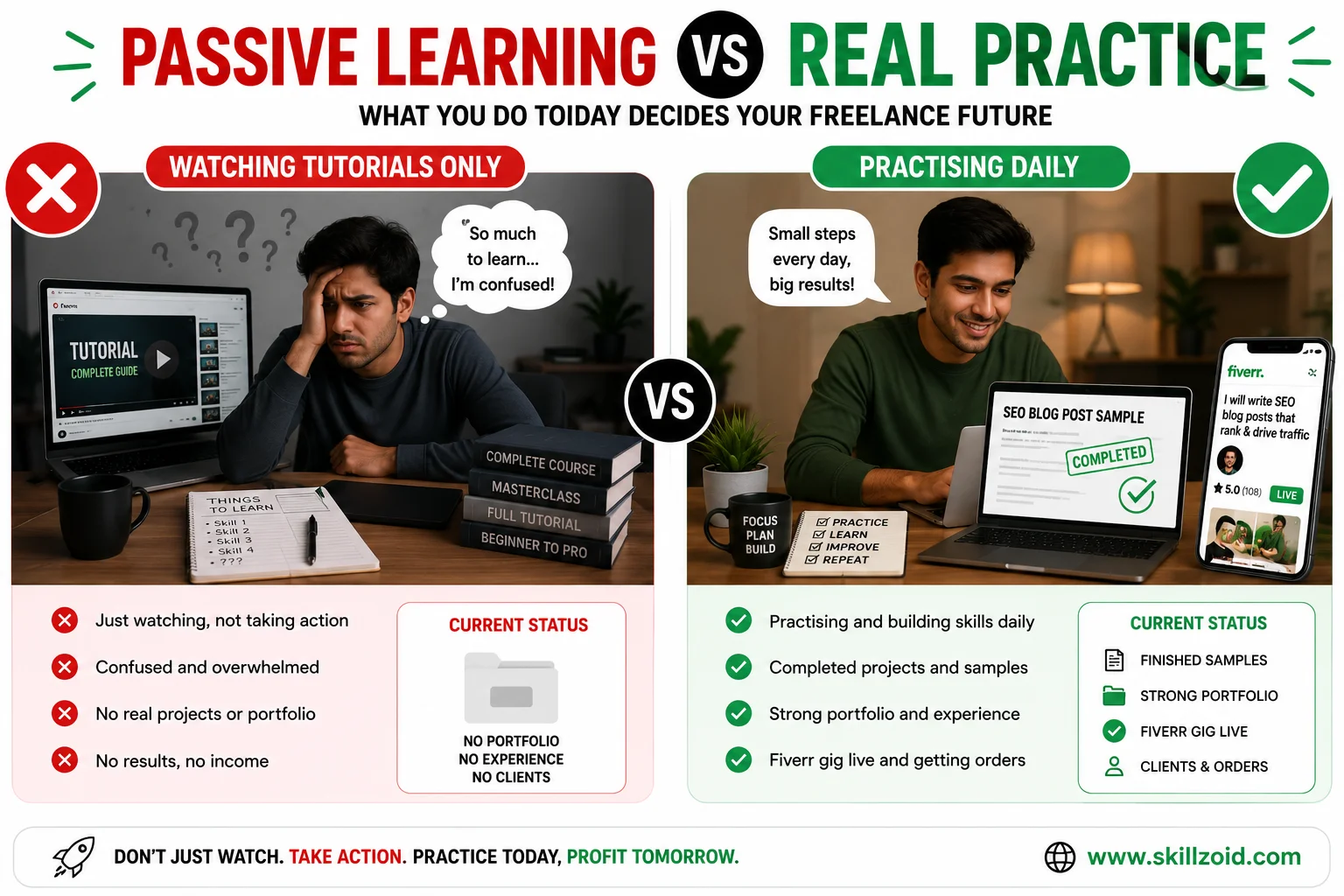 Fiverr Before vs After Skill Progress